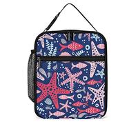Lawenp Insulated Lunch Box Colorful Starfish Tropical Plants Small Lunch Bag for Adults Undersea World Thermal Reusable Work Lunch Cooler for Men Women Office