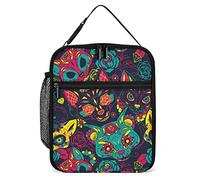 Lawenp Insulated Lunch Box Colorful Sugar Cat Portable Lunch Bag Day of The Dead Reusable Small Cooler Lunchbox for Men Women Work Office Picnic Travel