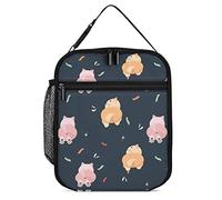 Lawenp Insulated Lunch Box Cute Cat Butts Reusable Portable Lunch Bag with Side Pocket, Pink Orange Cats Small Thermal Meal Cooler Bag Tote for Work Office