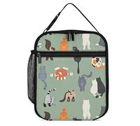 Lawenp Insulated Lunch Box Cute Cats Butts Reusable Portable Lunch Bag with Side Pocket, Funny Animal Small Thermal Meal Cooler Bag Tote for Work Office
