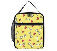 Lawenp Insulated Lunch Box Doodle Bones Hearts Portable Lunch Bag Reusable Small Cooler Lunchbox for Men Women Work Office Picnic Travel