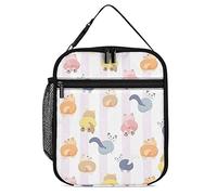 Lawenp Insulated Lunch Box Funny Cat Butts Portable Lunch Bag Pink White Stripes Reusable Small Cooler Lunchbox for Work Picnic Travel