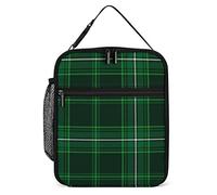 Lawenp Insulated Lunch Box Green Irish Tartan Portable Lunch Bag St Patrick's Day Reusable Small Cooler Lunchbox for Men Women Work Office Picnic Travel