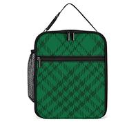 Lawenp Insulated Lunch Box Green Irish Tartan Small Lunch Bag St Patrick's Day Plaid Thermal Reusable Work Lunch Cooler for Men Women Office