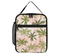 Lawenp Insulated Lunch Box Grunge Palm Trees Reusable Portable Lunch Bag with Side Pocket, Summer Beach Small Thermal Meal Cooler Bag Tote for Men Women Work