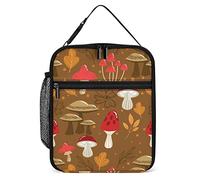 Lawenp Insulated Lunch Box Mushroom Autumn Nature Reusable Portable Lunch Bag with Side Pocket, Wild Small Thermal Meal Cooler Bag Tote for Men Women Work