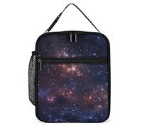 Lawenp Insulated Lunch Box Night Starry Sky and Stars Portable Lunch Bag Black Galaxy Reusable Small Cooler Lunchbox for Men Women Work Office Picnic Travel
