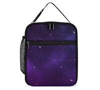 Lawenp Insulated Lunch Box Night Starry Sky and Stars Small Lunch Cooler Bag Purple and Blue Reusable Thermal Meal Container Tote for Work Travel Picnic