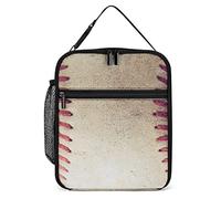 Lawenp Insulated Lunch Box Old Baseball Balls Texture Reusable Portable Lunch Bag with Side Pocket, Vintage Popular Sports Small Thermal Meal Cooler Bag Tote for Men Women Work