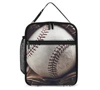 Lawenp Insulated Lunch Box Old Baseball Equipment Small Lunch Cooler Bag Vintage Ball Sport Reusable Thermal Meal Container Tote for Work Travel Picnic