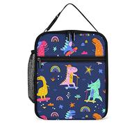 Lawenp Insulated Lunch Box Skater Dinosaurs Lunch Cooler Bag Colorful Rainbow Star Reusable Thermal Meal Container Tote for Work Travel Picnic