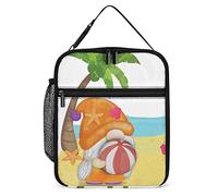 Lawenp Insulated Lunch Box Summer Beach Gnomes Small Lunch Bag Beach Gnomes Play Volleyball Thermal Reusable Work Lunch Cooler for Men Women Office