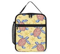 Lawenp Insulated Lunch Box Summer Beach Turtle Lunch Cooler Bag Doodle Animal Reusable Thermal Meal Container Tote for Work Travel Picnic