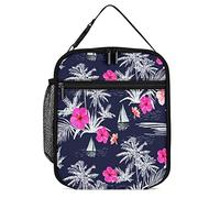 Lawenp Insulated Lunch Box Tropical Coconut Palm Trees Small Lunch Bag Summer Beach Sailboat Thermal Reusable Work Lunch Cooler for Men Women Office
