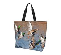 Lawenp Mallard Ducks Tote Bag With Handles Reusable Tote Bag For Women Teacher Mother As Gifts Washable