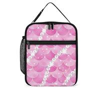 Lawenp Mermaid Pearls Lunch Box Reusable Lunch Bag for Men Women Work Insulated Small Fish Skin Lunchbox for Unisex Adult Work Picnic