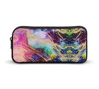 Lawenp Modern Gold Marble on Pastel Pink Purple Watercolor Nebula Paint Pencil Case Cute Pen Pouch Cosmetic Bag Pecil Box Organizer for Travel Office