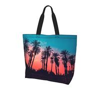 Lawenp Palm Tree Sunset Tote Bag With Handles Reusable Tote Bag For Women Teacher Mother As Gifts Washable