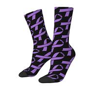 Lawenp Pancreatic Cancer Awareness Ribbon Socks, Funny Novelty Crew Socks Gift for Men Women Teen