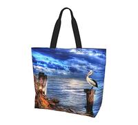 Lawenp Pelican Birds Blue Sea Sky Tote Bag With Handles Reusable Tote Bag For Women Teacher Mother As Gifts Washable
