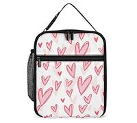 Lawenp Pink Hearts Lunch Box Reusable Lunch Bag for Men Women Work Insulated Small Valentine's Day Lunchbox for Unisex Adult Work Picnic