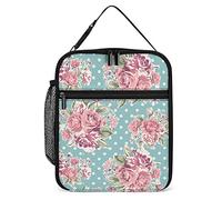 Lawenp Pink Vintage Rose Lunch Box Reusable Lunch Bag for Men Women Work Insulated Small Spring Lunchbox for Unisex Adult Work Picnic