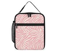 Lawenp Pink Zebra Stripe Lunch Box Reusable Lunch Bag for Men Women Work Insulated Small Animal Print Lunchbox for Unisex Adult Work Picnic