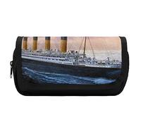 Lawenp Retro Titanic Famous Old Historic Pencil Case Double Zip Pen Bag Large Capacity Pen Holder Stationery Bag for Home Office