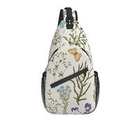 Lawenp Sling Bag Boho Floral Spring Butterfly Hiking Daypack Crossbody Shoulder Backpack Travel Chest Pack for Men Women