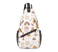 Lawenp Sling Bag Boho Moon Sun Ethnic Magic Hiking Daypack Crossbody Shoulder Backpack Travel Chest Pack for Men Women