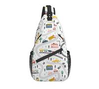 Lawenp Sling Bag Childish Car Boho Trains Hiking Daypack Crossbody Shoulder Backpack Travel Chest Pack for Men Women