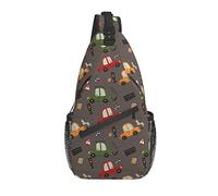 Lawenp Sling Bag Childish Car Transport Stree Cute Hiking Daypack Crossbody Shoulder Backpack Travel Chest Pack for Men Women