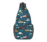 Lawenp Sling Bag Childish Car Transport Street Hiking Daypack Crossbody Shoulder Backpack Travel Chest Pack for Men Women