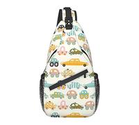 Lawenp Sling Bag Childish Cute Car Pastel Transport Hiking Daypack Crossbody Shoulder Backpack Travel Chest Pack for Men Women