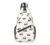 Lawenp Sling Bag Childish Excavation Truck Car Transport Hiking Daypack Crossbody Shoulder Backpack Travel Chest Pack for Men Women