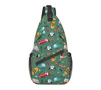 Lawenp Sling Bag Childish Transport Helicopter Emergency Car Hiking Daypack Crossbody Shoulder Backpack Travel Chest Pack for Men Women