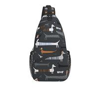 Lawenp Sling Bag Dachshund Dog Childish Boho Hiking Daypack Crossbody Shoulder Backpack Travel Chest Pack for Men Women