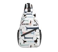 Lawenp Sling Bag Dachshund Dog Childish Boho White Hiking Daypack Crossbody Shoulder Backpack Travel Chest Pack for Men Women