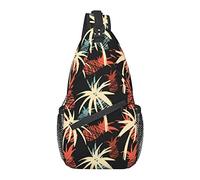 Lawenp Sling Bag Exotic Palm Tree Summer Beach Hiking Daypack Crossbody Shoulder Backpack Travel Chest Pack for Men Women