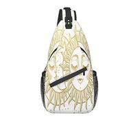 Lawenp Sling Bag Magic Sun Moon Aesthetic Boho Gold Hiking Daypack Crossbody Shoulder Backpack Travel Chest Pack for Men Women