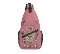 Lawenp Sling Bag Pink Sun Tarot Wicthy Funny Hiking Daypack Crossbody Shoulder Backpack Travel Chest Pack for Men Women