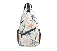 Lawenp Sling Bag Starfishes Summer Beach Hiking Daypack Crossbody Shoulder Backpack Travel Chest Pack for Men Women