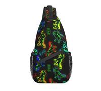 Lawenp Sling Bag T-Rax Dinosaur Dino Black Green Hiking Daypack Crossbody Shoulder Backpack Travel Chest Pack for Men Women