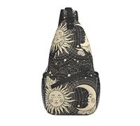 Lawenp Sling Bag Tarot Sun Moon Witchy Astrology Night Psychedelic Hiking Daypack Crossbody Shoulder Backpack Travel Chest Pack for Men Women