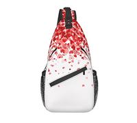 Lawenp Sling Bag Valentine's Day Red Heart Romance Hiking Daypack Crossbody Shoulder Backpack Travel Chest Pack for Men Women