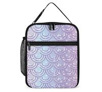 Lawenp Sparkly Mermaid Lunch Box Reusable Lunch Bag for Men Women Work Insulated Small Glitter Rainbow Lunchbox for Unisex Adult Work Picnic