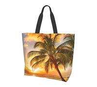 Lawenp Tropical Beach Palm Tree Sunset Shoulder Bag For Women, Reusable Tote Bag Eco Bag Shopping Bag Folding Bags Beach Bag