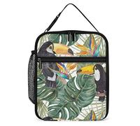Lawenp Tropical Plant with Palm Birds Lunch Box Reusable Lunch Bag for Men Women Work Insulated Small Palm Plant Lunchbox for Unisex Adult Work Picnic
