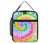 Lawenp Watercolor Tie Dye Lunch Box Reusable Lunch Bag for Men Women Work Insulated Small Colorful Spiral Pattern Lunchbox for Unisex Adult Work Picnic