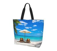 Lawenp White Beach Tropical Sea Tote Bag With Handles Reusable Tote Bag For Women Teacher Mother As Gifts Washable